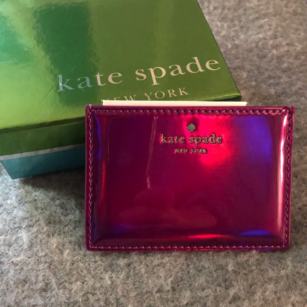 NEW Kate Spade Cardholder pink iridescent